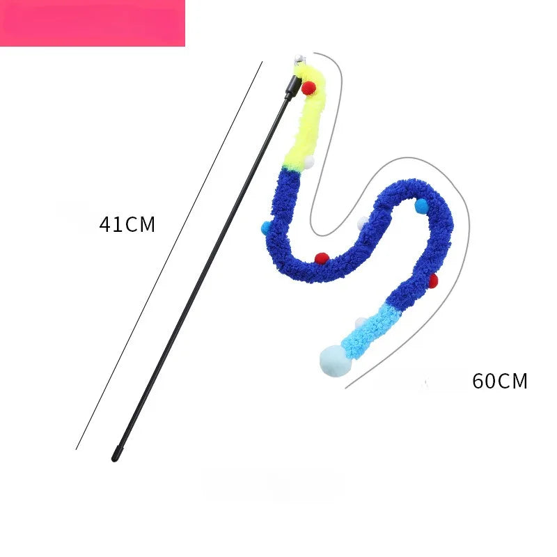 伸縮貓咪逗趣釣竿 - 三節羽毛互動玩具