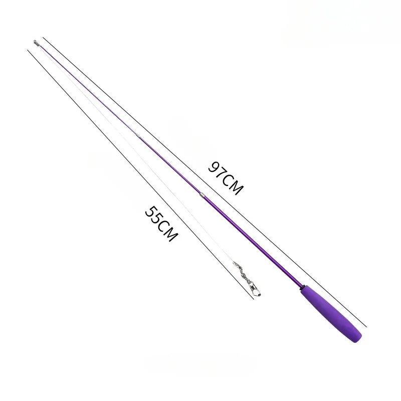 伸縮貓咪逗趣釣竿 - 三節羽毛互動玩具