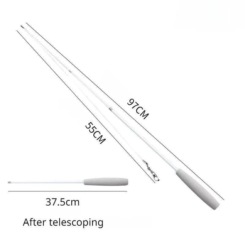 伸縮貓咪逗趣釣竿 - 三節羽毛互動玩具