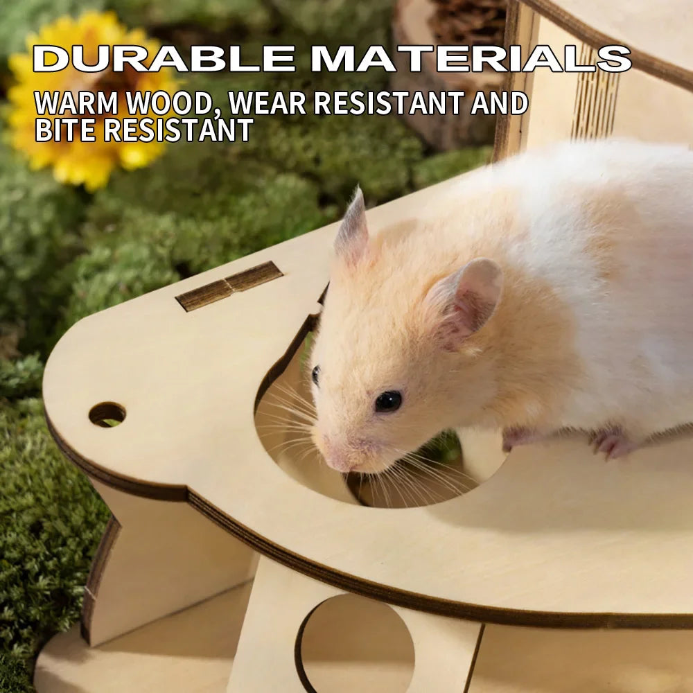 專業木製倉鼠樹屋別墅 - 攀爬隱藏樂園