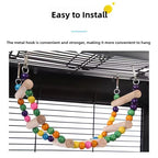 標題： 天然木製鸚鵡梯子玩具 - 彩球攀爬吊盪