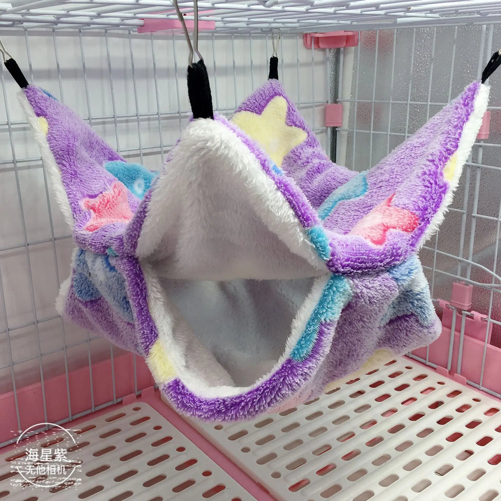 雙層溫暖寵物吊床 - 柔軟絨布小型動物睡窩