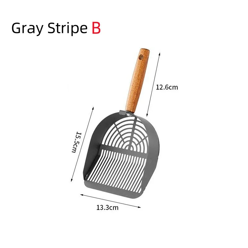 專業碳鋼貓砂鏟 - 木柄耐用清潔神器