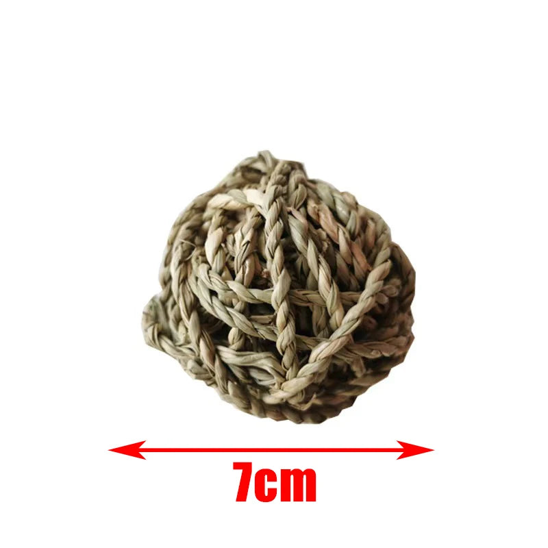 天然木製小動物啃咬玩具 - 兔兔倉鼠玩樂啞鈴