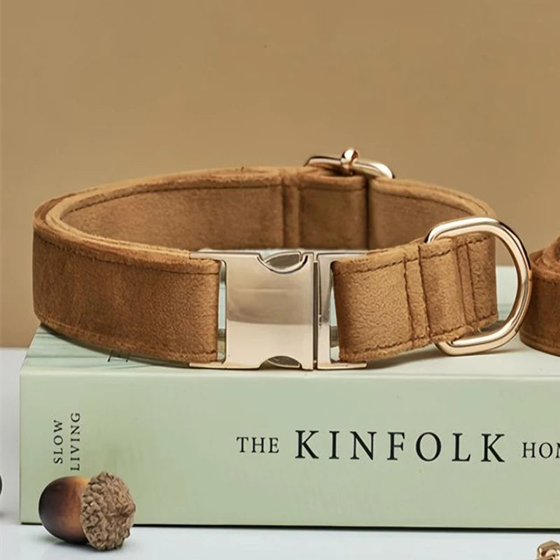 多色絲絨豪華寵物頸圈 - 舒適皮帶頸圈