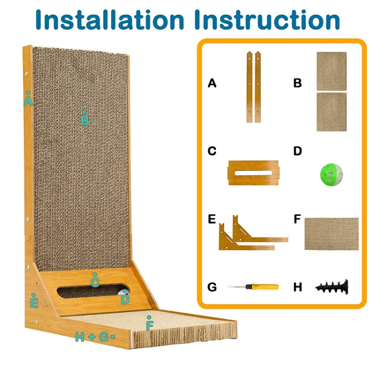 專業木紋貓抓板 - L型耐磨防刮貓爬架