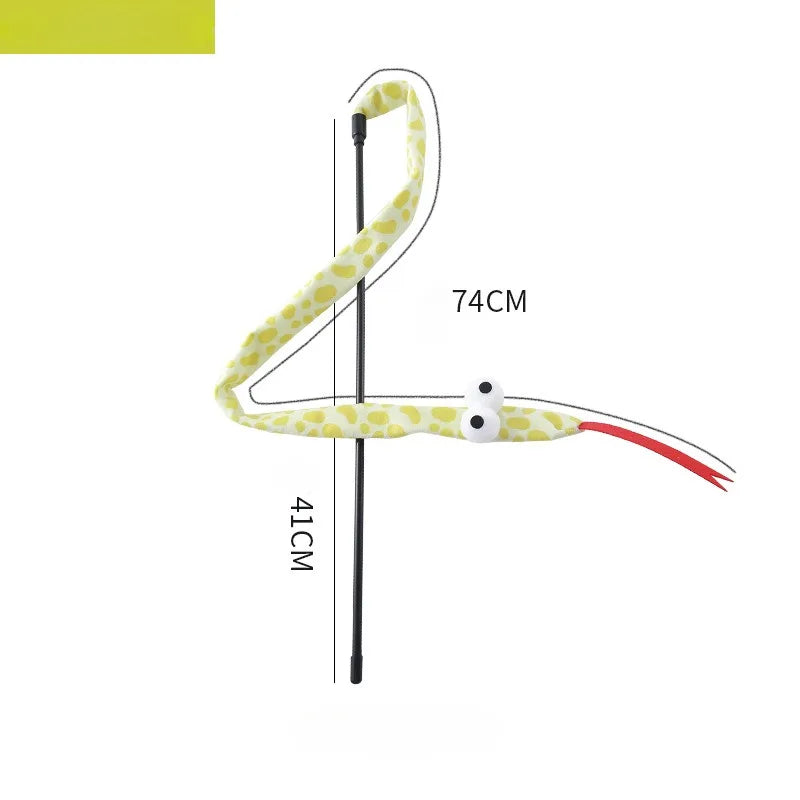伸縮貓咪逗趣釣竿 - 三節羽毛互動玩具