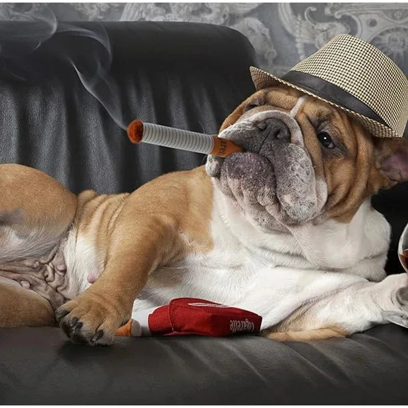 創意香煙造型絨毛玩具 - 互動磨牙狗狗禮物