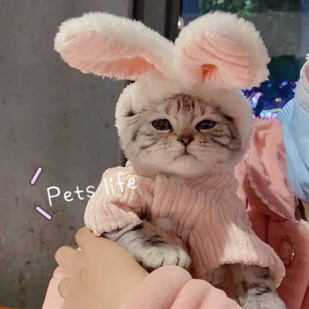 可愛兔耳連帽外套 - 秋冬貓咪保暖時尚服