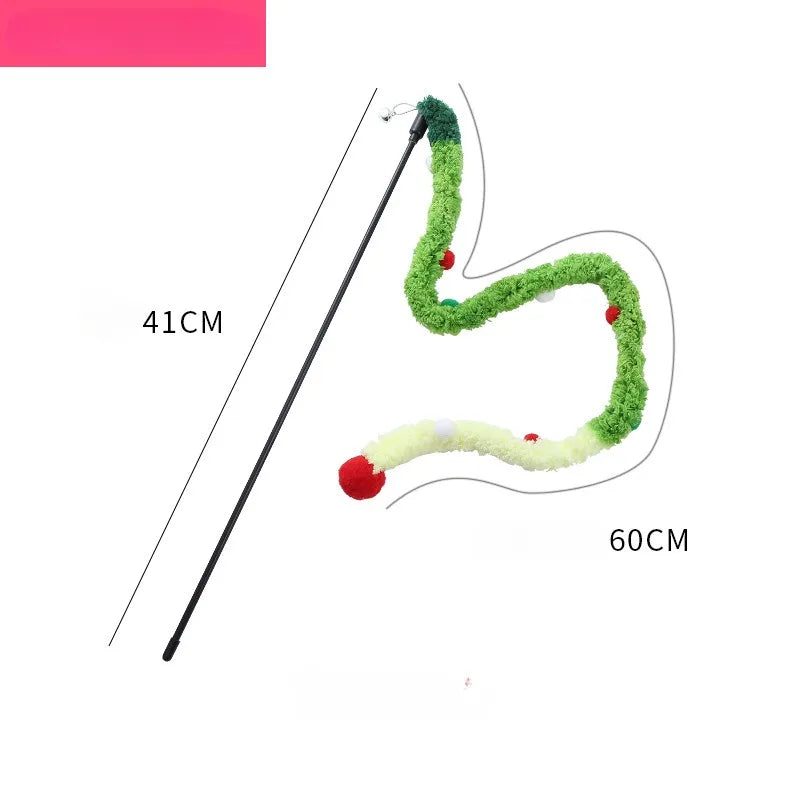 伸縮貓咪逗趣釣竿 - 三節羽毛互動玩具