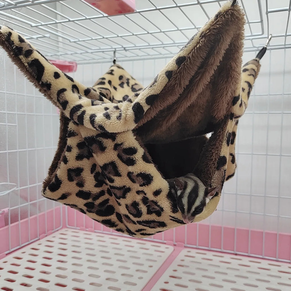 雙層溫暖寵物吊床 - 柔軟絨布小型動物睡窩