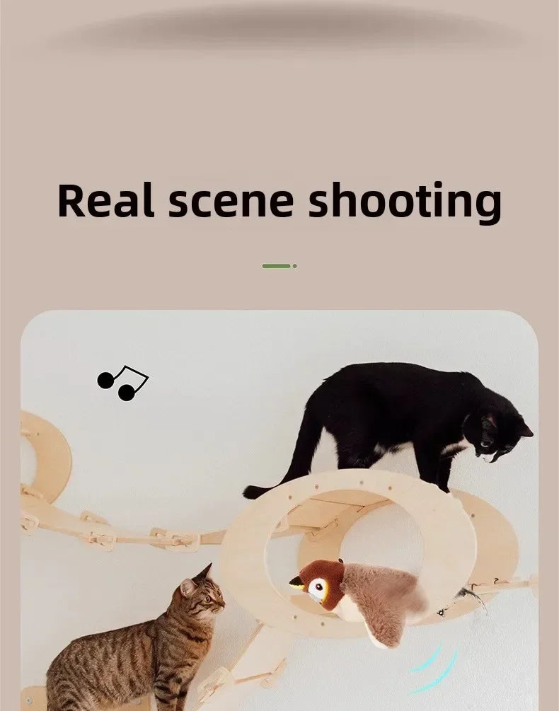 可充電撲翼鳥貓玩具 - 互動感應雙音效娛樂神器