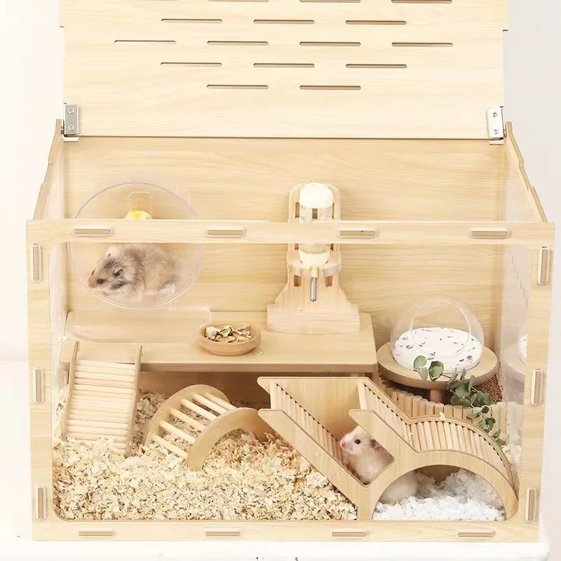 專業木製倉鼠爬梯秘密小屋 - 互動玩樂天堂