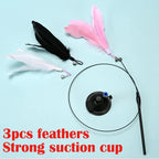 互動免持貓玩具 - 羽毛吸盤逗貓棒，喚醒愛貓活力