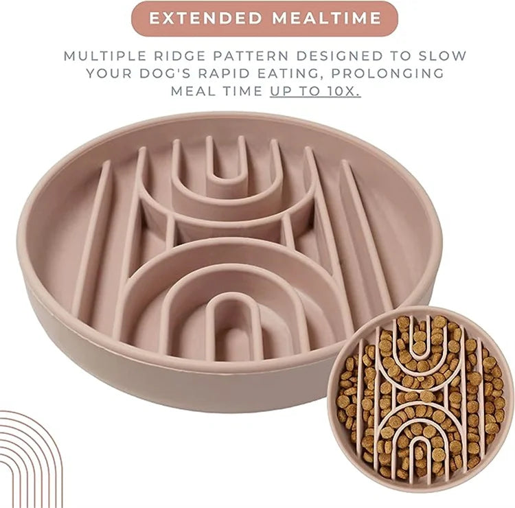 防滑矽膠慢食碗 - 防窒息寵物健康進食神器