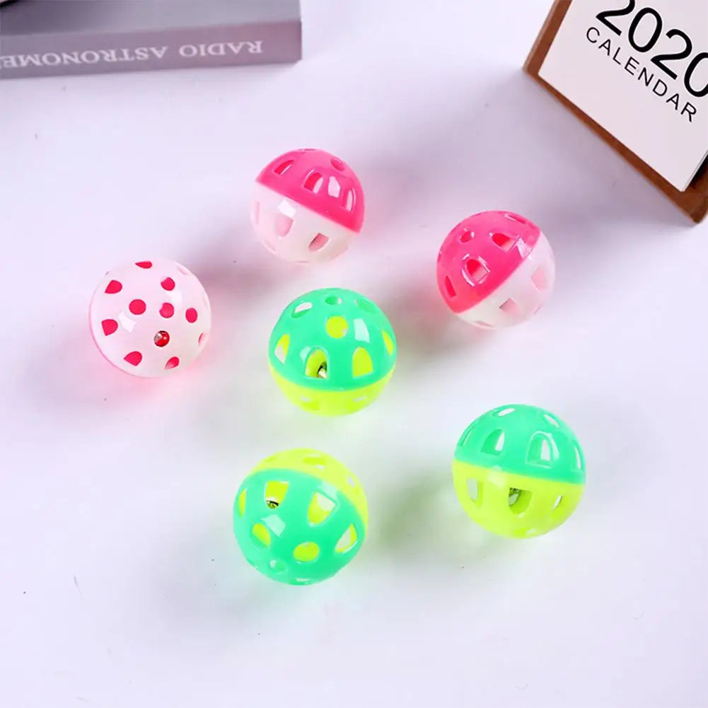 彩色空心滾動鈴球 - 鸚鵡貓咪嚼咬玩具