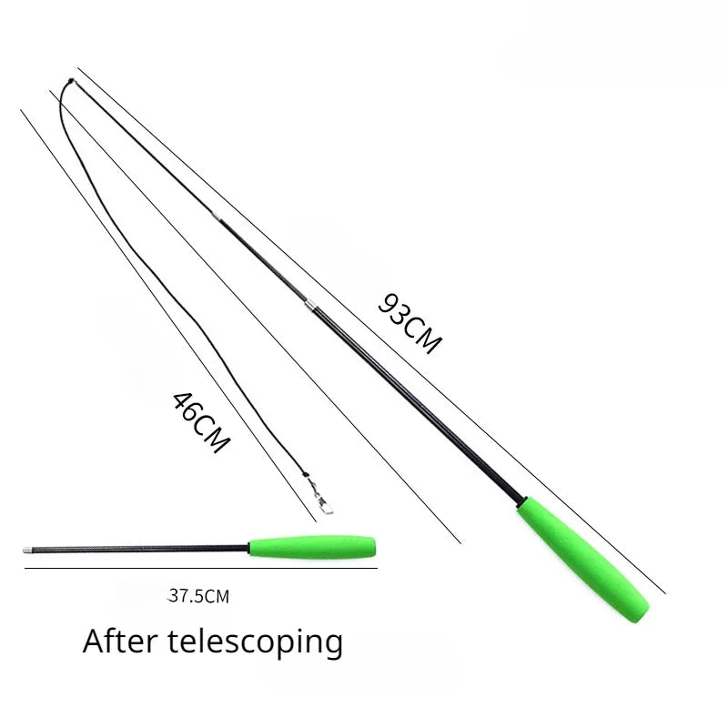 伸縮貓咪逗趣釣竿 - 三節羽毛互動玩具