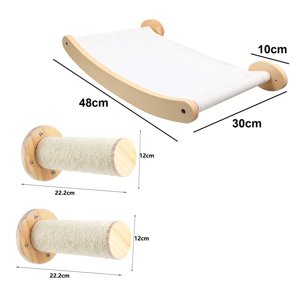 多功能壁掛貓樹 - 攀爬抓板跳台全能組合