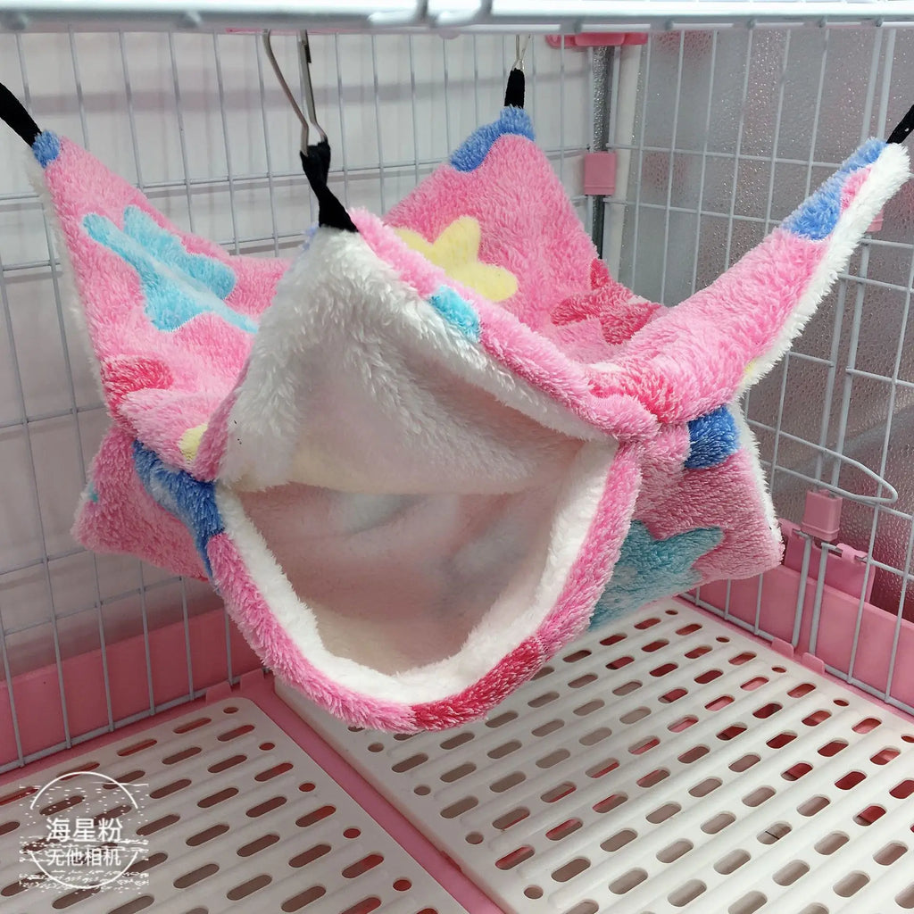 雙層溫暖寵物吊床 - 柔軟絨布小型動物睡窩